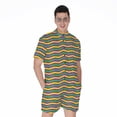 thumbnail image 1 of Mardi Gras Fat Tuesday Chevron Short Sleeve Men'S Rompers, Chevron Wave Casual Summer Jumpsuits Outfit, 1 of 4