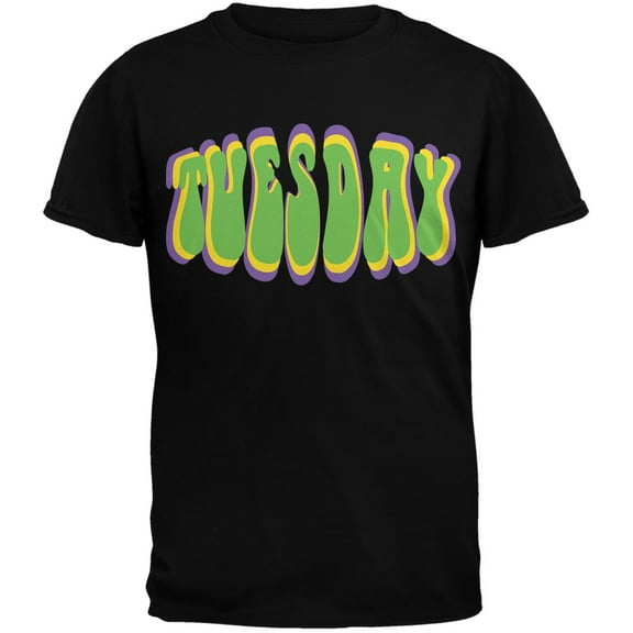 Mardi Gras - Fat Tuesday Mardi Gras Black Adult T-Shirt - Large