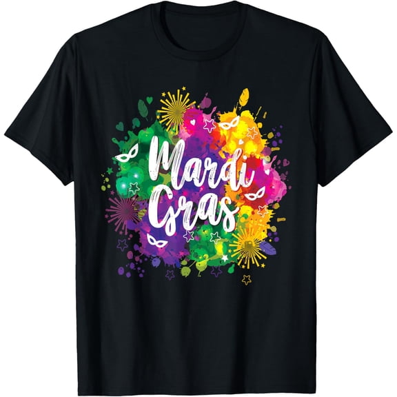 Mardi Gras Fat Tuesday New Orleans Mobile Carnival Parade T-ShirtMen's and women's gift, black and white T-shirt, size: Extra large S-4XL