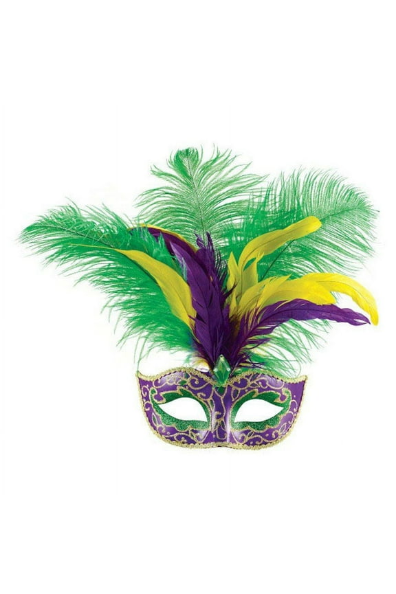 Mardi Gras Feather Diamond Glitter Mask