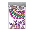 thumbnail image 1 of Mardi Gras Fitted Sheet & Pillow Sham Set, Colorful Beads Party Necklaces with Mardi Gras Calligraphy Patterned Design, Decorative Printed 6 Piece Bedding Decor Set, Queen, Multicolor, by Ambesonne, 1 of 3
