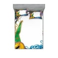thumbnail image 1 of Mardi Gras Fitted Sheet & Pillow Sham Set, Colorful Framework Design Vibrant Beads and Fat Tuesday Holiday Theme, Decorative Printed 6 Piece Bedding Decor Set, Queen, Multicolor, by Ambesonne, 1 of 3