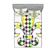 thumbnail image 1 of Mardi Gras Fitted Sheet & Pillow Sham Set, Fleur De Lis with Traditional Festival Pattern Venetian Vintage, Decorative Printed 6 Piece Bedding Decor Set, Full, Purple Green Yellow, by Ambesonne, 1 of 3