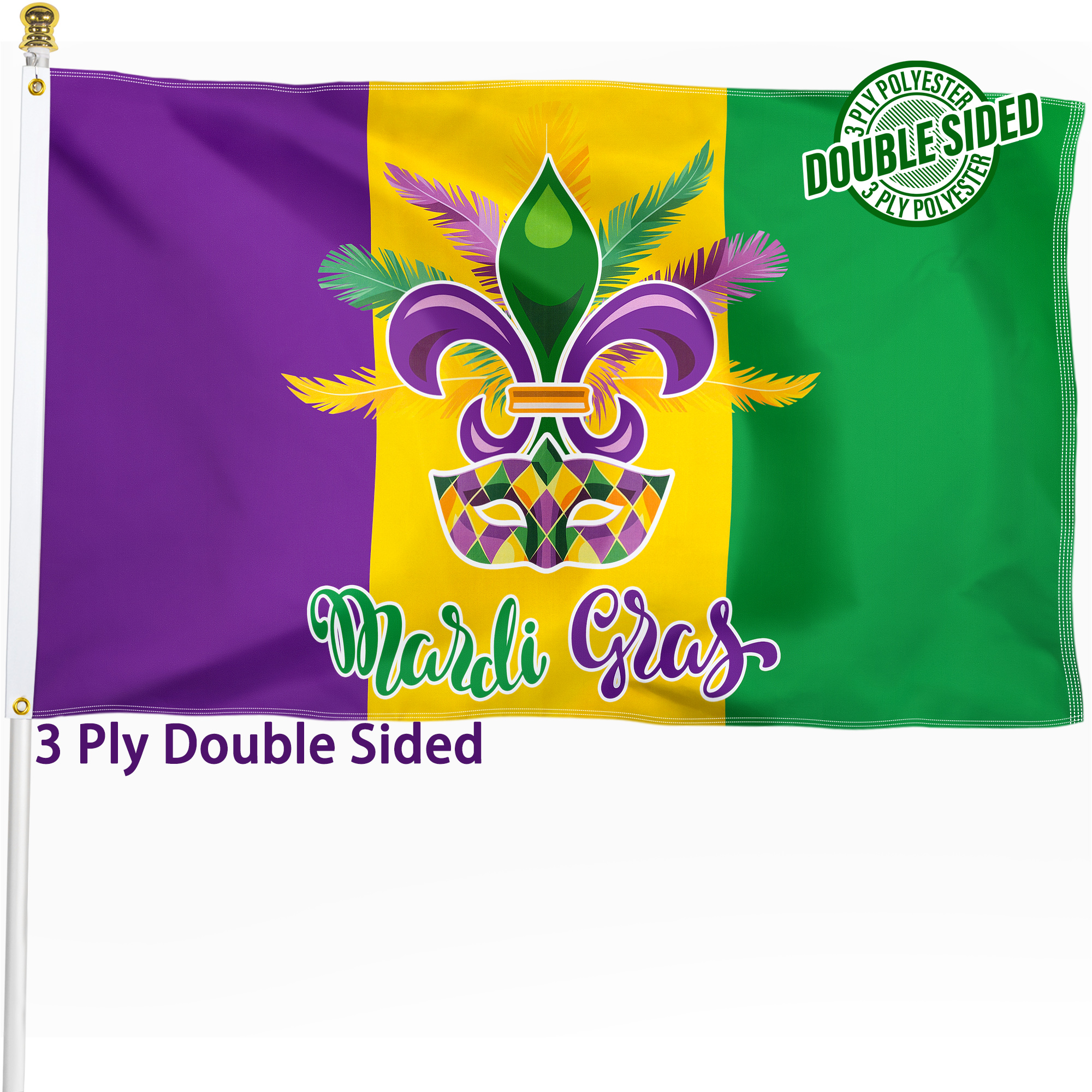 double sided mardi gras flag