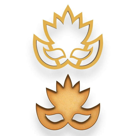 Mardi Gras Flame Masquerade Mask Cookie Cutter (Yellow) - 4.1x3.7 Inches, Festive Carnival Baking Tool for Party Treats