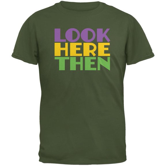 Mardi Gras Flash For Beads Funny Military Green Adult T-Shirt - 2X-Large