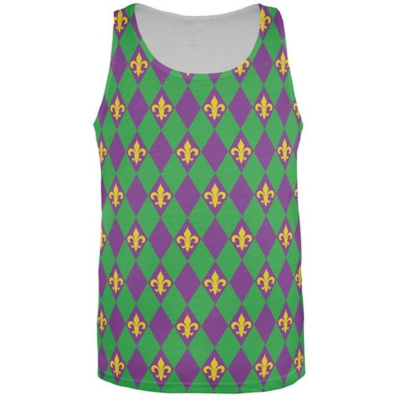 Mardi Gras Fleur De Lis All Over Mens Tank Top Multi 2XL