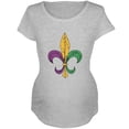 thumbnail image 1 of Mardi Gras Fleur De Lis Distressed Maternity Soft T Shirt Heather LG, 1 of 1