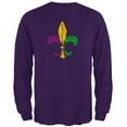 thumbnail image 1 of Mardi Gras Fleur De Lis Distressed Mens Long Sleeve T Shirt Purple 3X-LG, 1 of 1