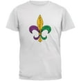 thumbnail image 1 of Mardi Gras Fleur De Lis Distressed White Adult T-Shirt - X-Large, 1 of 1