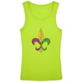 thumbnail image 1 of Mardi Gras Fleur De Lis Distressed Youth Girls Tank Top Lime YXL, 1 of 1