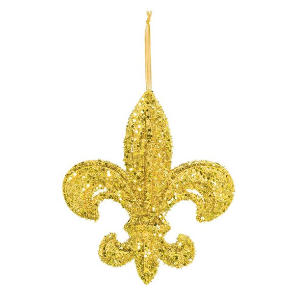 Mardi Gras Fleur De Lis Foam Glitter Holiday Hanging Sign