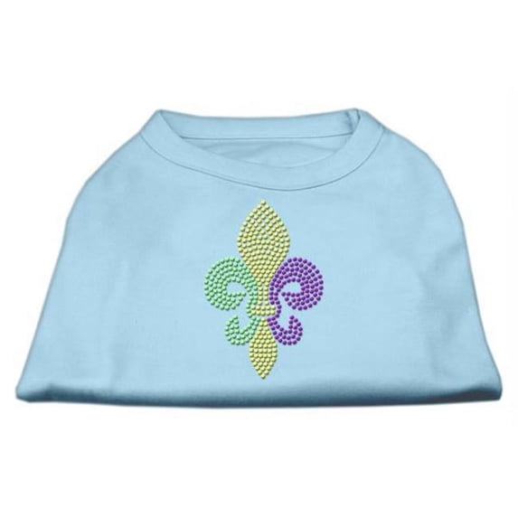 Mardi Gras Fleur De Lis Rhinestone Dog Shirt Baby Blue XXL - 18