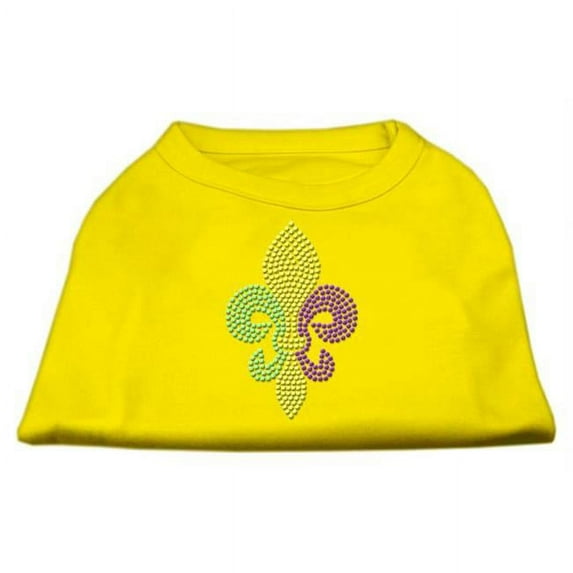 Mardi Gras Fleur De Lis Rhinestone Dog Shirt Yellow Sm - 10