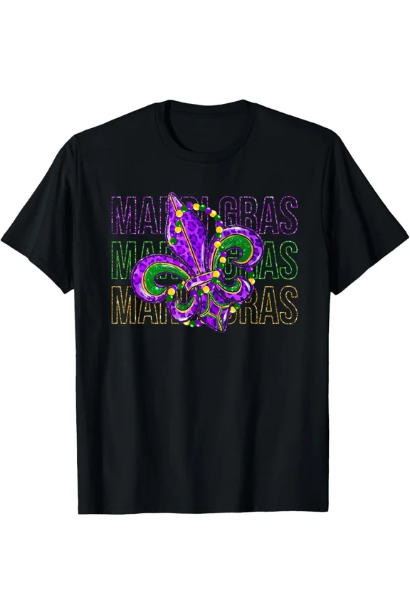 Mardi Gras Fleur De Lis Symbol Louisiana Carnival Unisex T-Shirt, for men & women, up to size 5XL