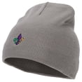 thumbnail image 1 of Mardi Gras Fleur de Lis Embroidered 8 Inch Knitted Short Beanie - Grey OSFM, 1 of 5