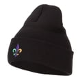 thumbnail image 1 of Mardi Gras Fleur de Lis Embroidered Long Beanie - Black OSFM, 1 of 5