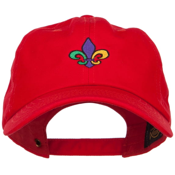 Mardi Gras Fleur de Lis Embroidered Washed Cap - Red OSFM