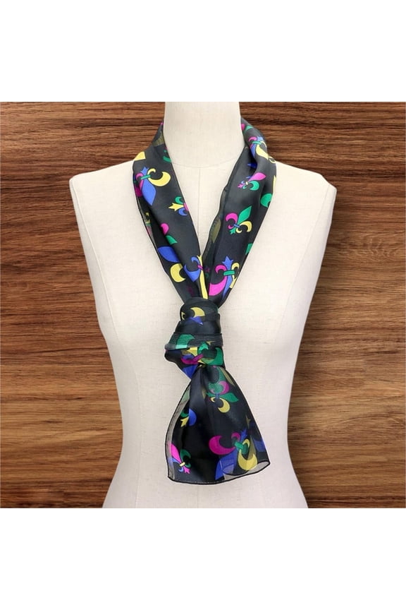 Mardi Gras Fleur de Lis Patterned Lightweight Scarf