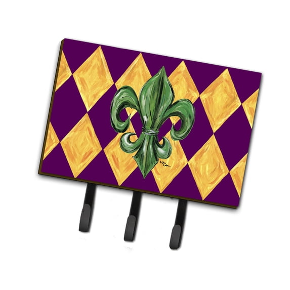 Mardi Gras Fleur de lis Purple Green and Gold Leash or Key Holder