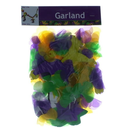 Mardi Gras Flower Garland W/Jesters - Party Decor - 1 Piece