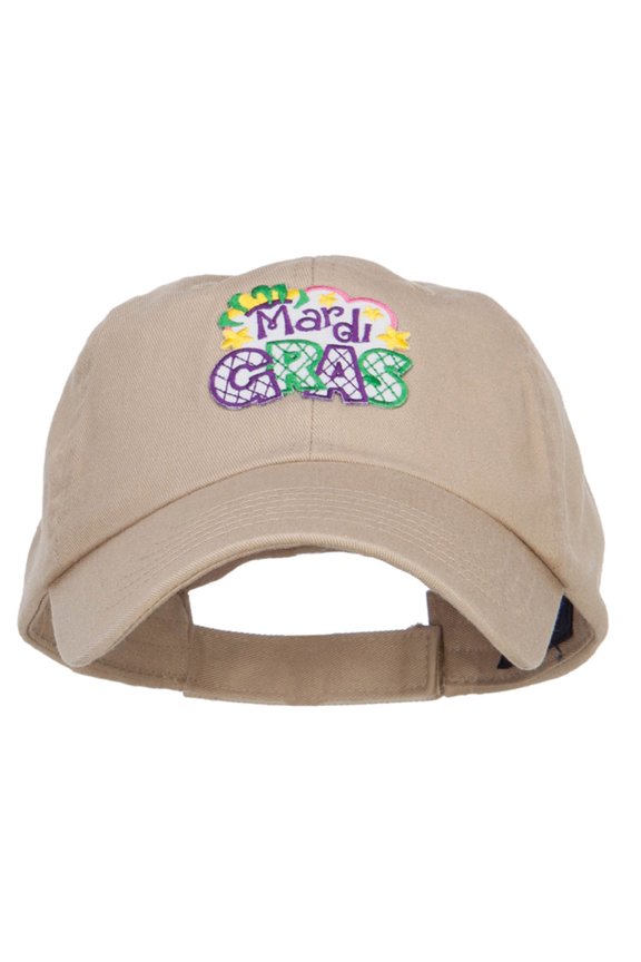 Mardi Gras Fun Patched Pet Spun Cap - Khaki OSFM