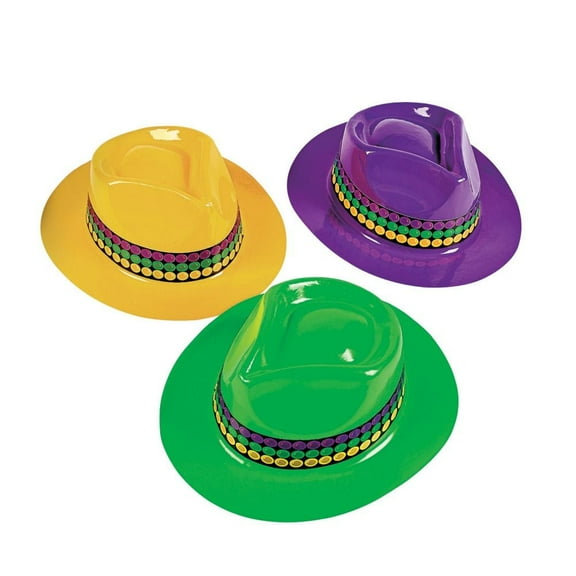 Mardi Gras Gangster Hats - Apparel Accessories - 12 Pieces