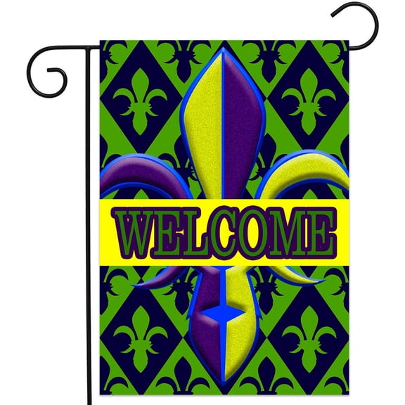 Mardi Gras Garden Flag (12x18 Inch) Outside Decoration Flags Vertical Double Sided Masquerade Mask Crawfish Dinosaur Carnival Festival Decor Burlap Yard Flags for Holiday Party Yard Outdoor