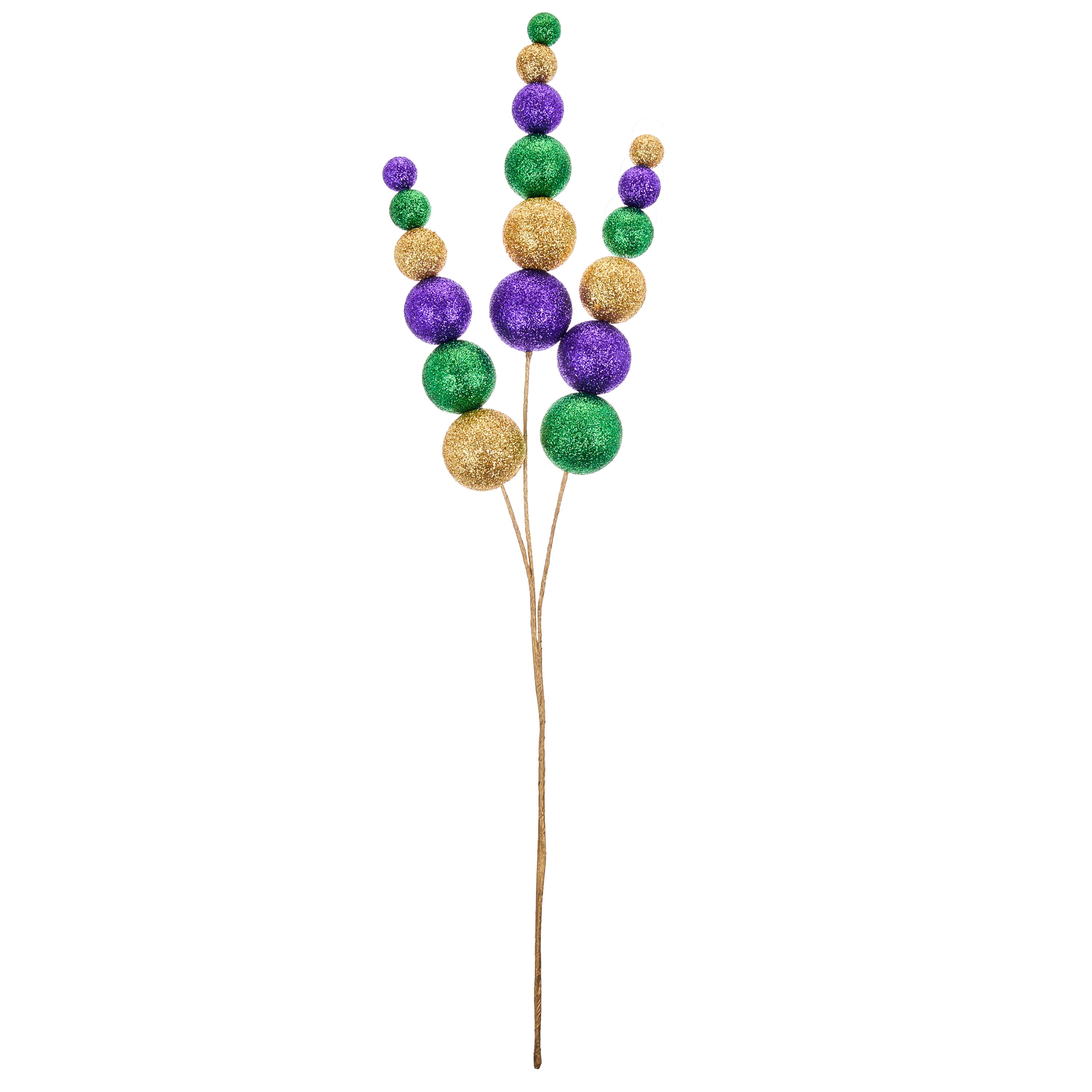 Way to Celebrate Mardi Gras Purple, Green & Gold Shatterproof Ornaments, 27 Count