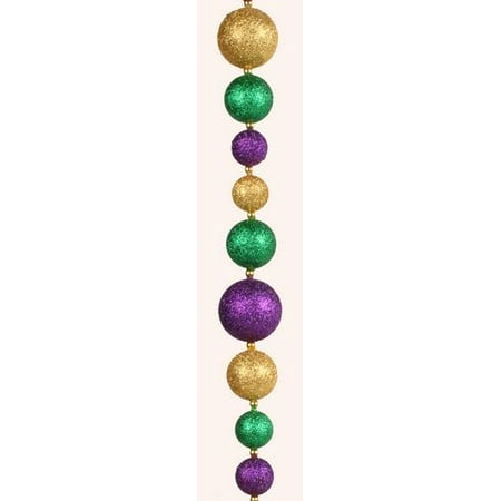 Mardi Gras Glitter Mixed Balls Garland 6' (Each)