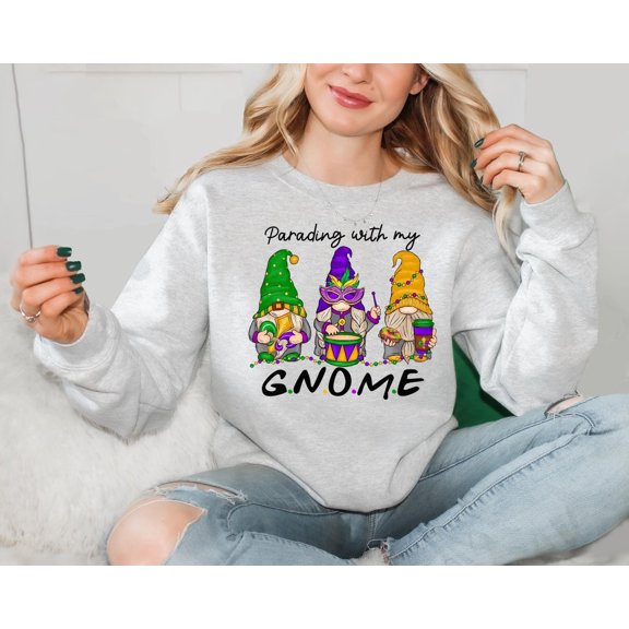 Mardi Gras Gnome Sweatshirt, Mardi Gras Friends Sweatshirt, Mardi Gras Carnival Group Shirt, Parading with My Gnomes Sweatshirt, Gnome Sweatshirt, F5941 All Size S-5Xl