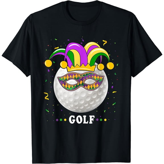 Mardi Gras Golf Mardi Gras Jester Hat Golf Lover T-Shirt Mardi Gras Vintage T-Shirt, NOLA Colors, Festive Parade Wear