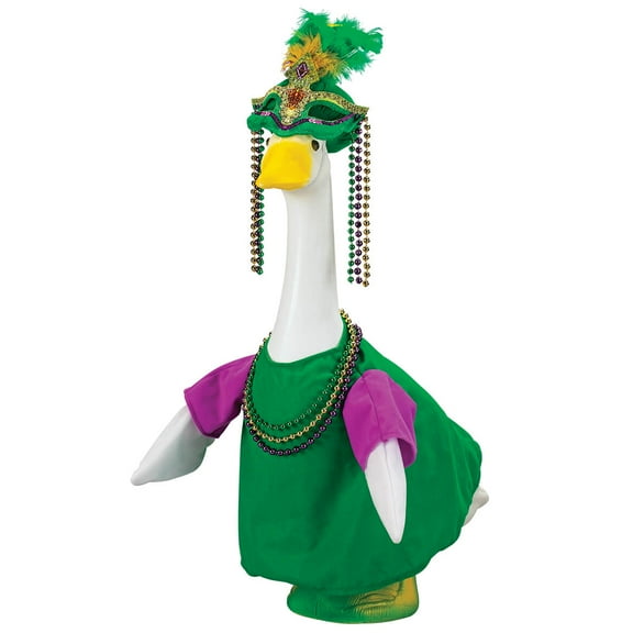 Gaggleville Mardi Gras Goose Outfit, Fits Large 23" H Statue, by Fox Valley Traders