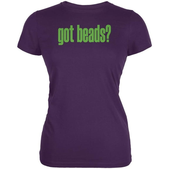 Mardi Gras Got Beads Purple Juniors Soft T-Shirt - 2X-Large