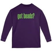 Mardi Gras Got Beads Youth Long Sleeve T Shirt Purple YSM