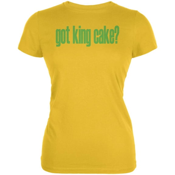 Mardi Gras Got King Cake Bright Yellow Juniors Soft T-Shirt - Medium