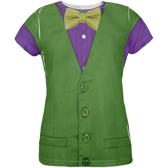 Mardi Gras Green and Purple Vest Costume All Over Womens T Shirt Multi 2XL