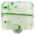 thumbnail image 1 of Mardi Gras Green with White Square Glass Cabinet Knob - Aluminum Post, 1 of 1