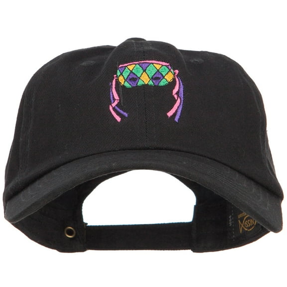 Mardi Gras Half Face Mask Embroidered Washed Cap - Black OSFM