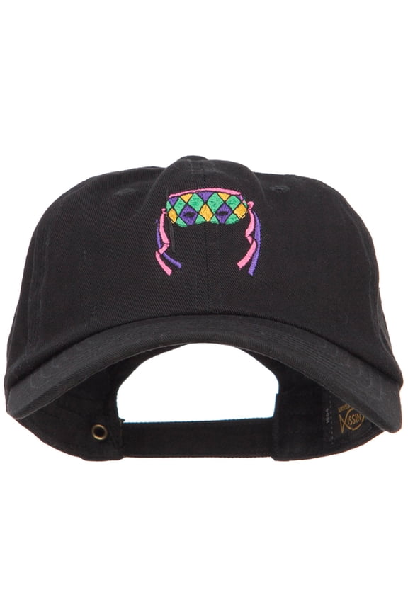 Mardi Gras Half Face Mask Embroidered Washed Cap - Black OSFM