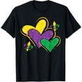 thumbnail image 1 of Mardi Gras Hearts Cute Outfit Women Girls Toddler T-Shirt Casual Short Sleeve Shirt, 1 of 4