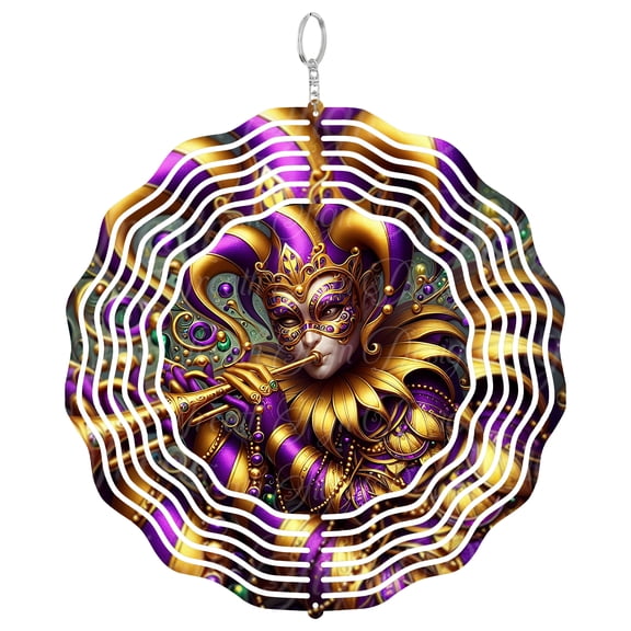 Mardi Gras Jester Carnival 3D Wind Spinner Stainless Steel Kinetic Art Party Home Decor Gift