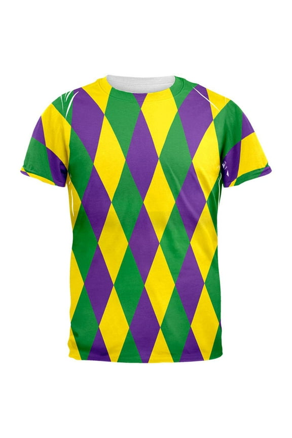 Mardi Gras Jester Costume All Over Adult T-Shirt - 2X-Large