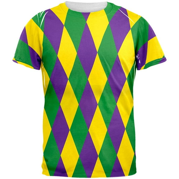 Mardi Gras Jester Costume All Over Adult T-Shirt - Large