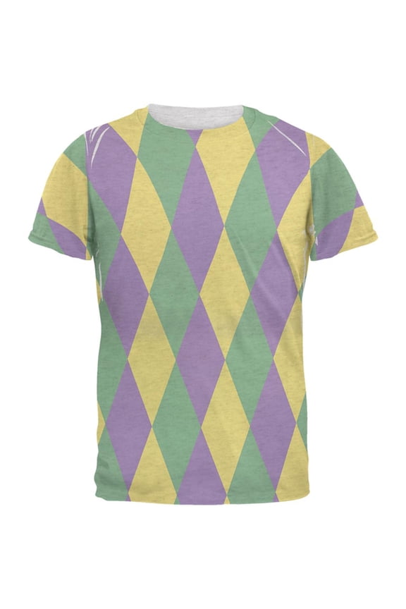 Mardi Gras Jester Costume Mens T Shirt Heather White X-LG