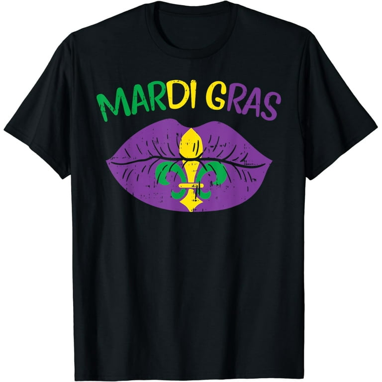 Funny Mardi Gras Purple Lips T-Shirt Funny Mardi Gras Purple Lips T-Shirt