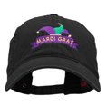 thumbnail image 1 of Mardi Gras Jester Hat Washed Solid Pigment Dyed Cotton Twill Brass Buckle Cap - Black OSFM, 1 of 5