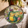 thumbnail image 1 of Mardi Gras King Gator Glass Suncatcher, Crocodile Mardi Gras Window Hanging, Louisiana Bayou Decor, New Orleans, 6.3 in, 1 of 3
