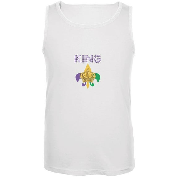 Mardi Gras King White Adult Tank Top - Small
