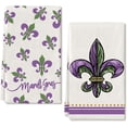 thumbnail image 1 of Mardi Gras Kitchen Towels for Mardi Gras Decor Fleur De Lis Dish Towels 18x26 Inch Ultra Absorbent Bar Drying Cloth Tea Sign Hand Towel for Mardi Gras Carnival Decorations Set of 2, 1 of 6